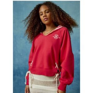 BDG Women SweatShirt Sz. Medium Red NWOT Hampton Lace SweatShirt Sailor Collar
